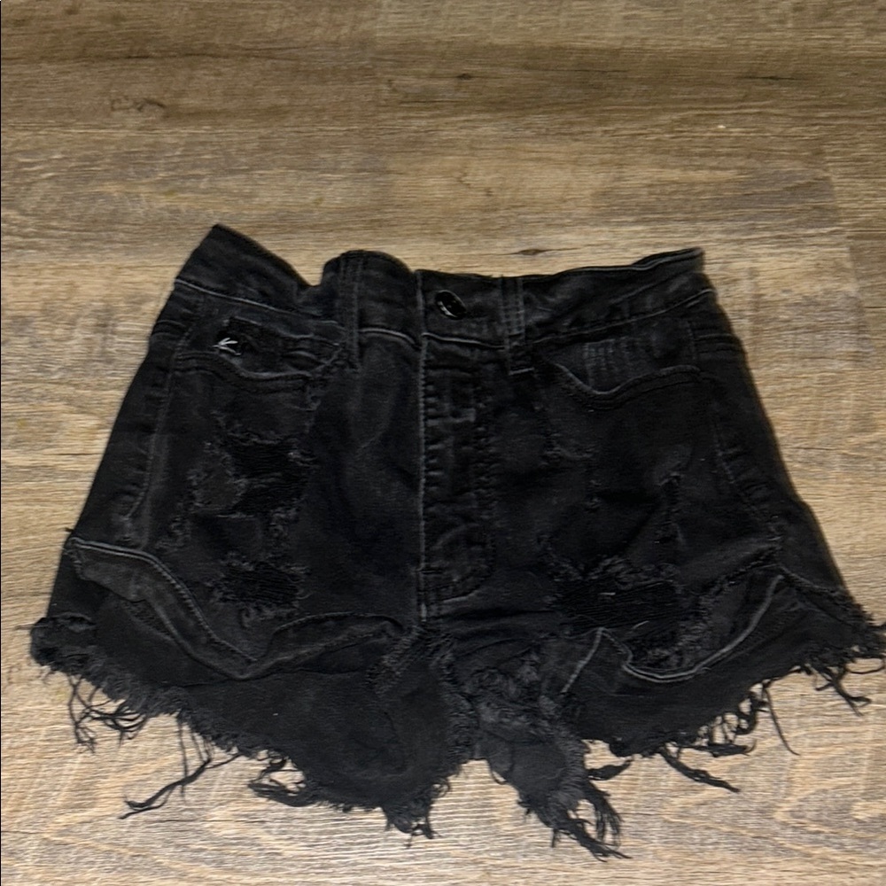 Black Distressed Women's Shorts